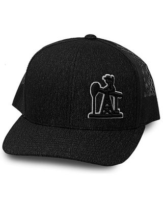 Oil Field Hats Men's Heather Black & White Outline PJ Cowboy Mesh-Back Ball Cap