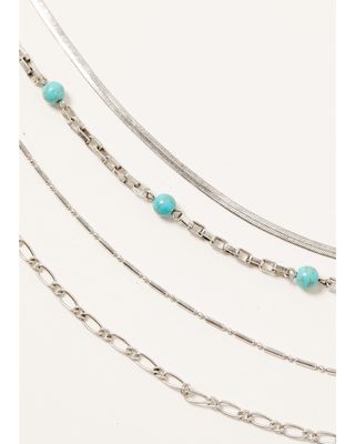 Shyanne Women's Silver & Turquoise Beaded 4-piece Layered Necklace and Earrings Set