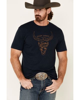 Cody James Men's Desert Bull Skull Graphic Short Sleeve T-Shirt