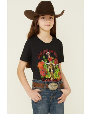 Rodeo Quincy Girls' Lipstick Cowgirl Graphic Short Sleeve Tee
