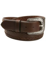 AndWest Men's Brown X Lace Belt
