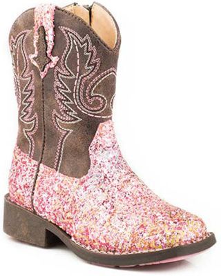 Roper Girls' Toddler Glitter Southwest Western Boots - Square Toe