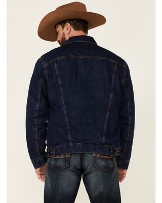 Wrangler Men's Rodeo Dark Wash Lined Stripe Button-Front Denim Jacket