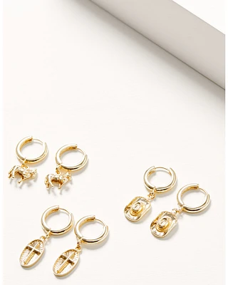 Shyanne Women's Golden Charm Earring Set - 3 Piece