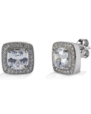 Kelly Herd Women's Square Bezel Set Pave Earrings