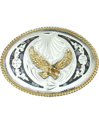 Western Express Men's Silver Abalone and German Eagle Belt Buckle