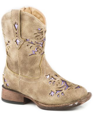 Roper Toddler Girls' Lola Metallic Underlay Western Boots - Square Toe