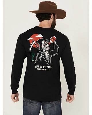 Riot Society Men's Viva La Fiesta Reaper Long Sleeve Graphic T-Shirt