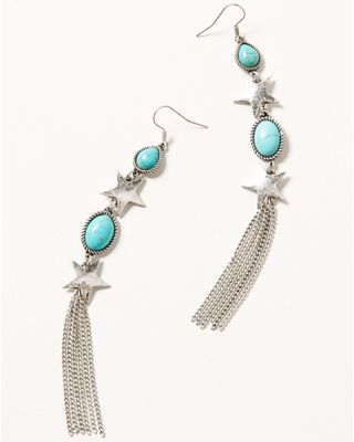 Idyllwind Women's Silver & Turquoise Starcrest Fringe Earrings