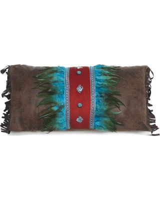 Carstens Turquoise Feather and Diamonds Pillow