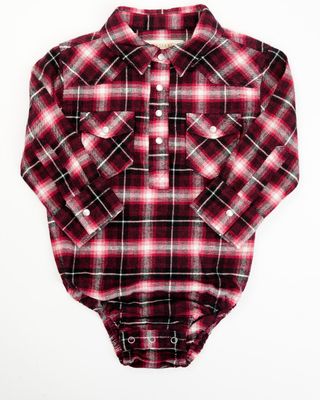 Shyanne Infant-Girls' Fuchsia & Black Long Sleeve Flannel Shirt Onesie