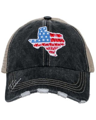 Katydid Women's Texas Flag Black Embroidered Mesh-Back Ball Cap