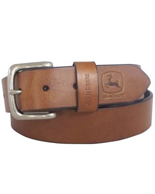 John Deere Men's Oil Tan Bridle Leather Belt