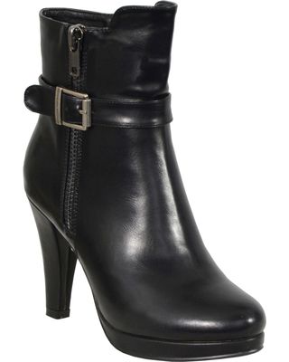Milwaukee Leather Women's Side Zipper Entry High Heel Boots - Round Toe