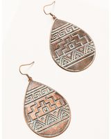 Shyanne Women's Bronze Southwestern Motif Teardrop Chandelier Earrings