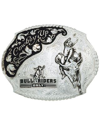 Montana Silversmiths Men's Cowboy Up Bull Riders Only Western Belt Buckle