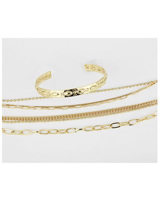 Shyanne Women's Multi Chain Bracelet and Gold Bangle Set