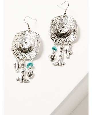 Shyanne Women's Statement Cowgirl Hat Charm Earrings