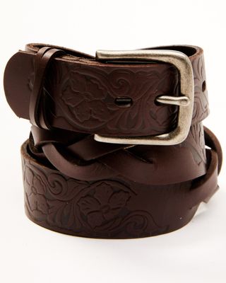 Trenditions Women's Brown Twisted Braid Leather Belt