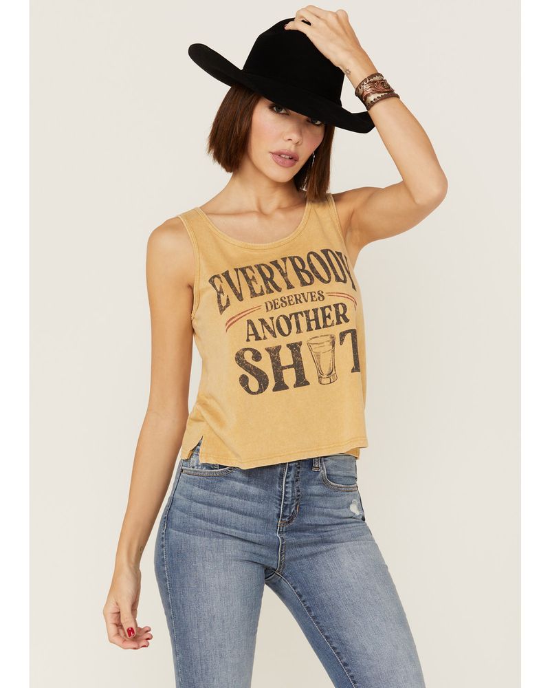 Cleo + Wolf Women's Everybody Deserves Another Shot Gold Graphic Tank