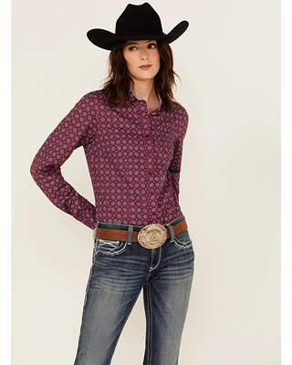 Cinch Women's Geo Print Long Sleeve Button-Down Western Shirt