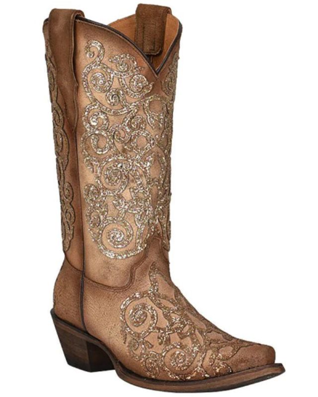 Corral Girls' Tan Glitter Embroidery 