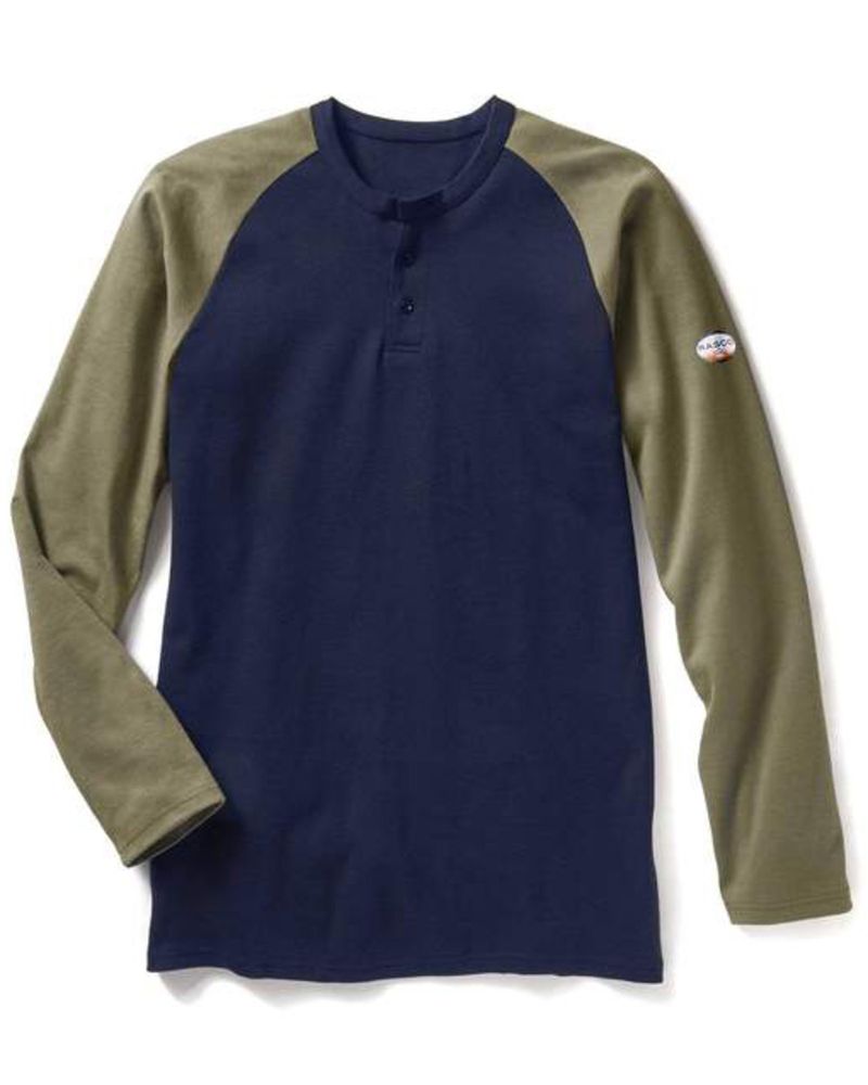 Rasco Men's FR Two Tone Henley Long Sleeve Work Shirt - Big