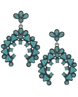 Montana Silversmiths Women's Turquoise Blue Squash Blossom Earrings