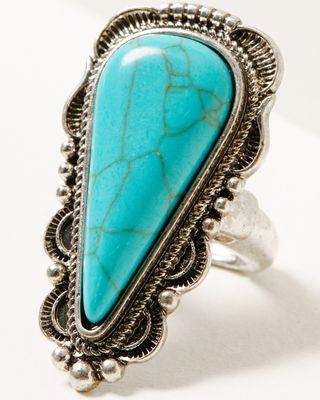 Prime Time Jewelry Women's Oversized Turquoise Statement Ring