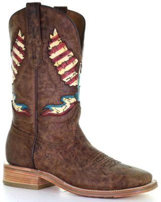 Corral Men's Eagle Inlay Embroidery Western Boots - Broad Square Toe