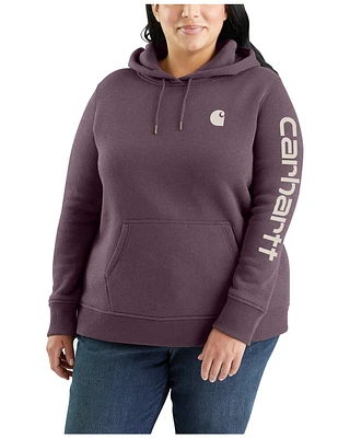 Carhartt Women's Relaxed Fit Heather Logo Sleeve Graphic Work Hoodie - Plus