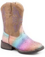 Roper Toddler Girls' Rainbow Glitter Western Boots - Square Toe