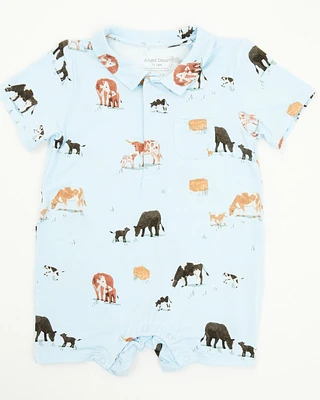 Angel Dear Infant Boys' Cow Families Short Sleeve Onesie