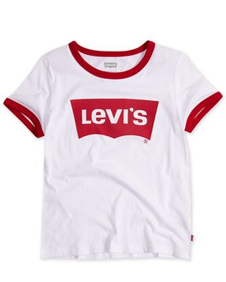 Levi's Girls' Batwing Logo Short Sleeve Ringer Tee