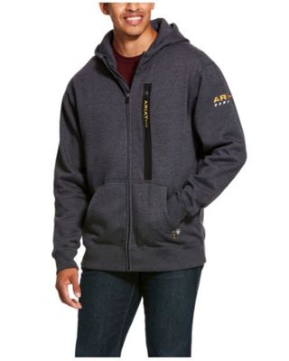 Ariat Men's Heather Charcoal Rebar Workman Zip-Front Hooded Work Jacket