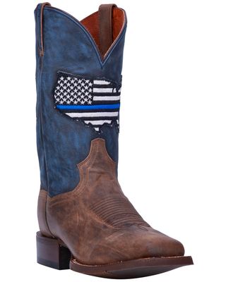 Dan Post Men's Thin Blue Line Flag Patch Western Boots - Broad Square Toe