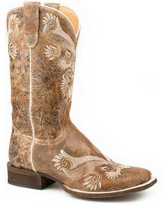 Roper Women's Distressed Brown Western Boots - Square Toe