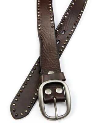 Bed Stu Women's Dark Brown Multi Studded Leather Belt