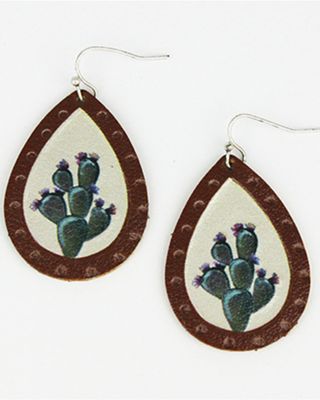 Prime Time Jewelry Women's Cactus Print Teardrop Earrings