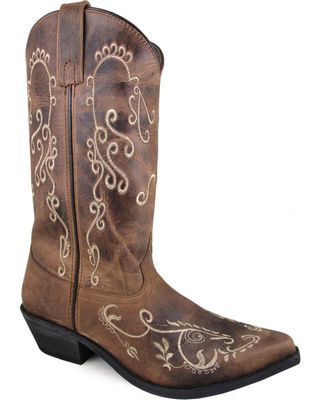 Smoky Mountain Women's Brown Jolene Embroidered Boots - Snip Toe