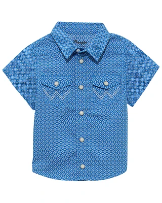 Wrangler Toddler Boys' Medallion Print Short Sleeve Snap Western Shirt