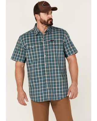 Wrangler ATG Men's All-Terrian Mix Material Small Plaid Short Sleeve Button-Down Western Shirt