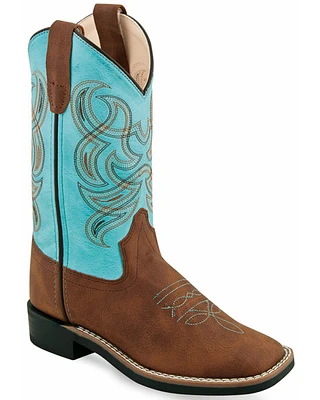 Old West Girls' Embroidered Western Boots - Broad Square Toe