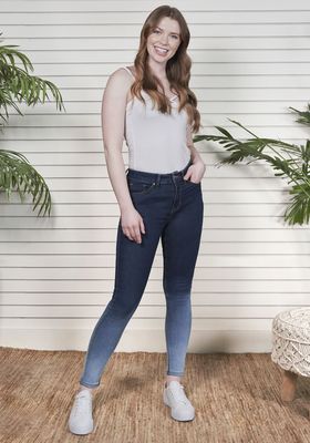 high rise skinny ankle ombre jeans