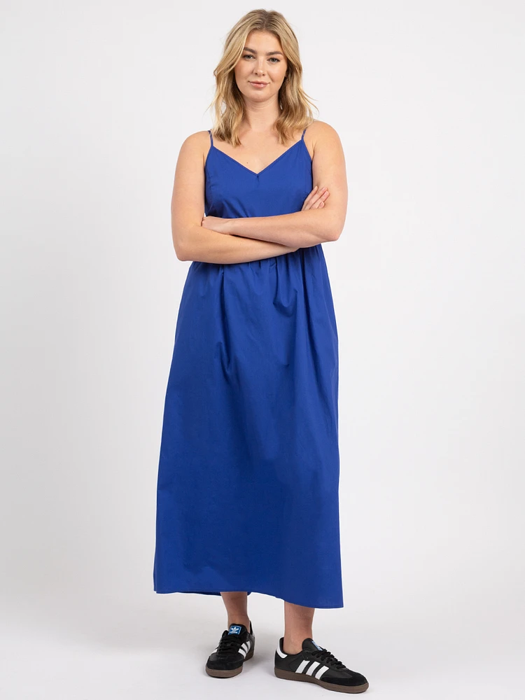 maybelle strappy vneck poplin maxi dress