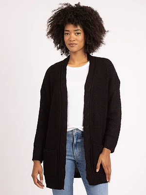 novelty stitch open front cardigan