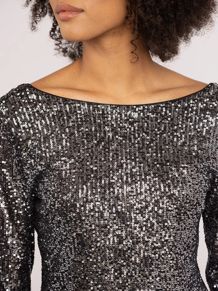 marilyn boatneck sequin top