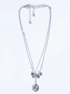 rose coin double layer necklace