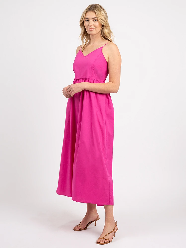 maybelle strappy vneck poplin maxi dress