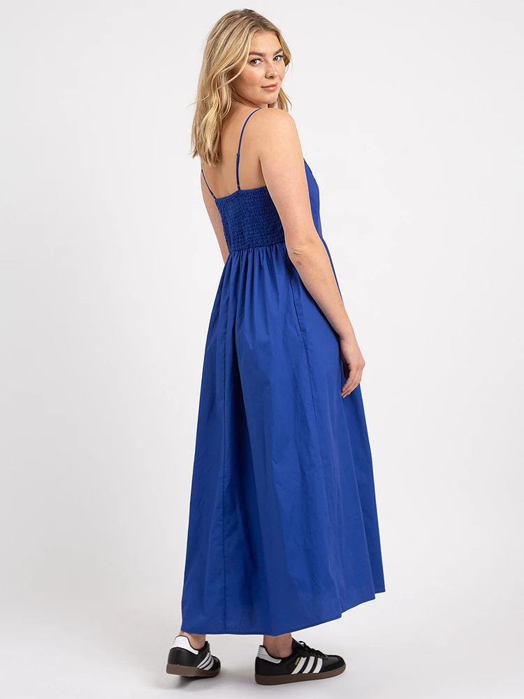 maybelle strappy vneck poplin maxi dress